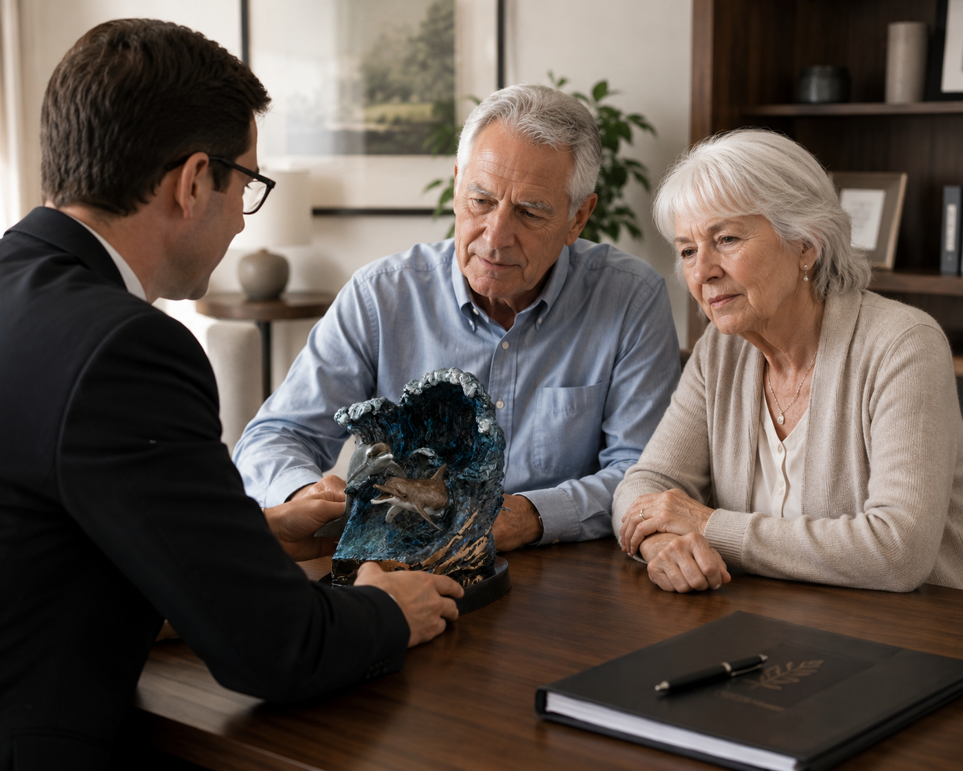 A death care professional helping a family discover a meaningful memorial